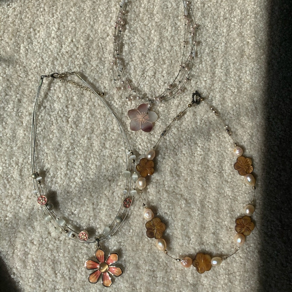 Three Flower Bundle Statement Necklaces - image 1